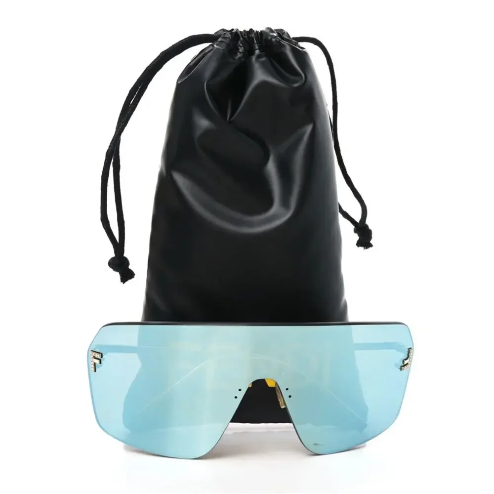 New! Fendi FE4121US 30X Oversized Shield Sunglasses in Light Blue, Authentic